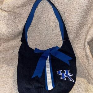 University of Kentucky Wildcats UK Denim Bucket Hobo Bag with Bow
